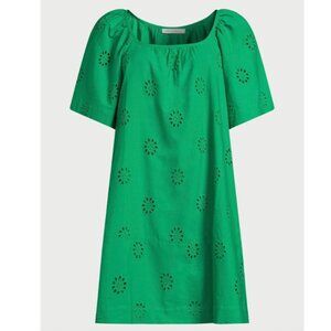 Free Assembly Women's Square Neck Eyelet Mini Dress Green Size XS NEW